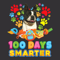 100 Days Smarter Boston Terrier Dog Paw Prints Heart 100th T Shirt Vintage Hoodie And Short Set | Artistshot