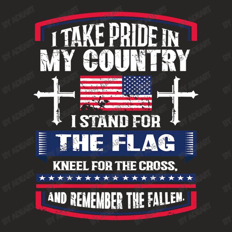 I Stand The Flag Kneel The Cross Usa Ladies Fitted T-Shirt by AdeArt | Artistshot