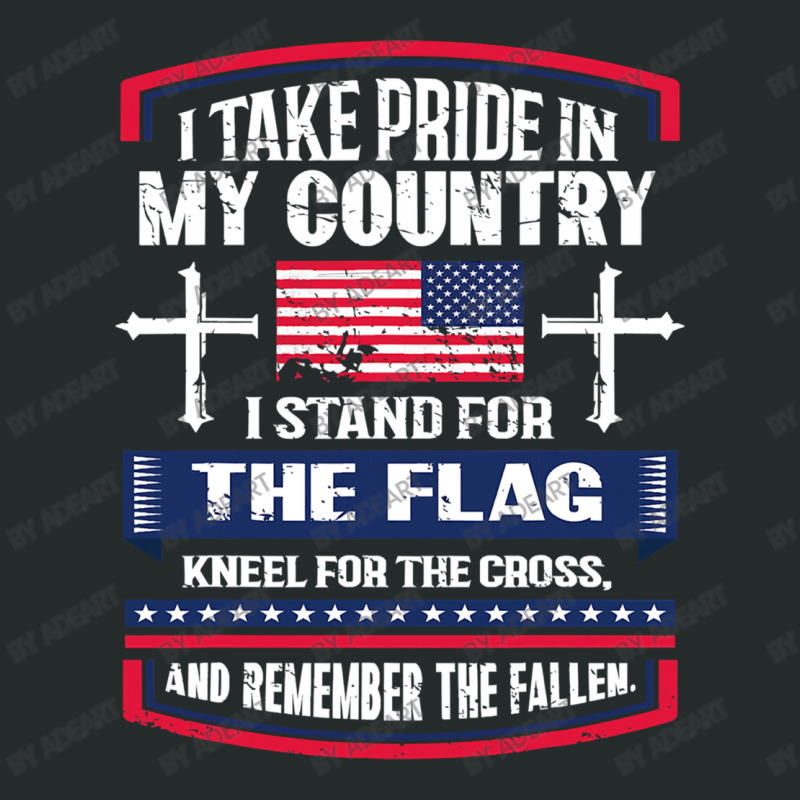 I Stand The Flag Kneel The Cross Usa Women's Triblend Scoop T-shirt by AdeArt | Artistshot