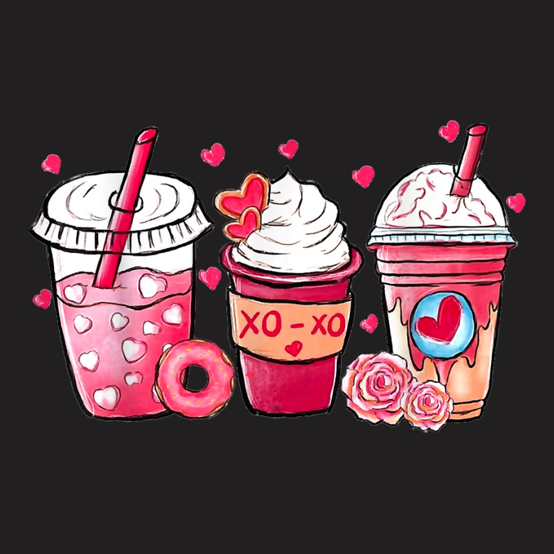 Valentine Coffee Heart Iced Coffee Lover Donut Valentine Day T Shirt T-Shirt by latodorjnb | Artistshot