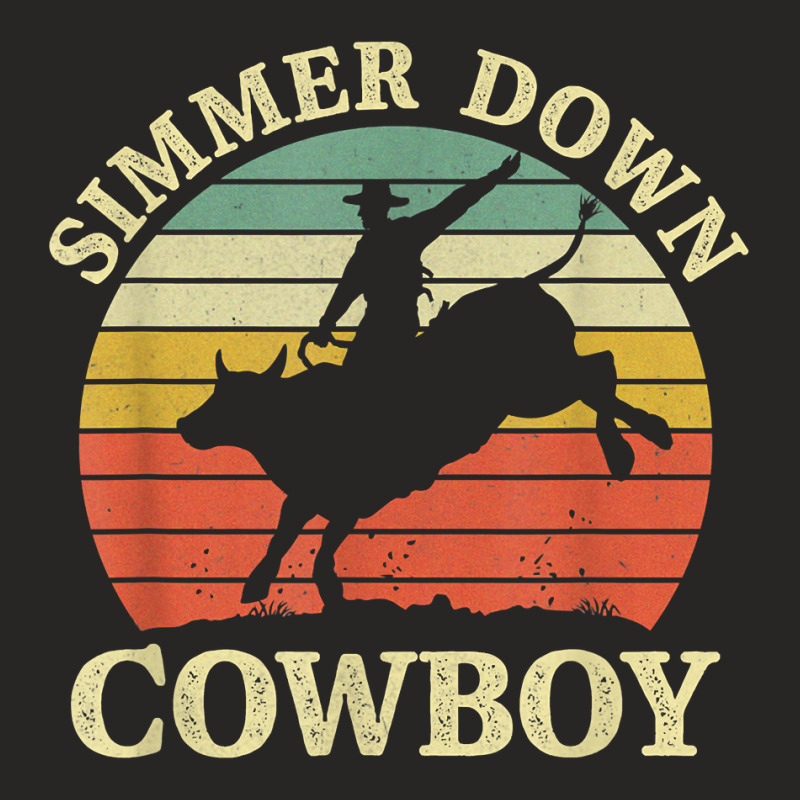 Vintage Simmer Down Cowboy Riding Bull Western Life Country T Shirt Ladies Fitted T-shirt | Artistshot