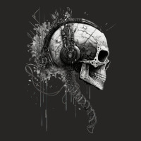 Cyberpunk Robotic Skull With Headphones Technology Ladies Fitted T-shirt | Artistshot