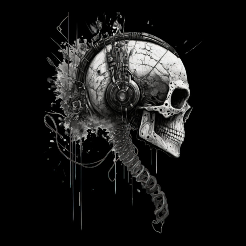 Cyberpunk Robotic Skull With Headphones Technology Maternity Scoop Neck T-shirt by MarkBressi | Artistshot