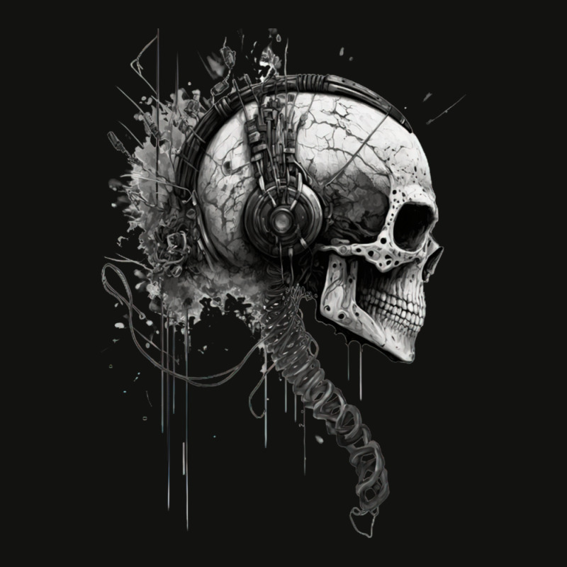 Cyberpunk Robotic Skull With Headphones Technology Scorecard Crop Tee by MarkBressi | Artistshot