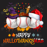 Baseball Happy Hallothanksmas Baseball Halloween And Christmas Autumn T-shirt | Artistshot