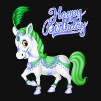 Birthday Carousel Horse! Greenpurple (on Black) Metal Print Vertical | Artistshot