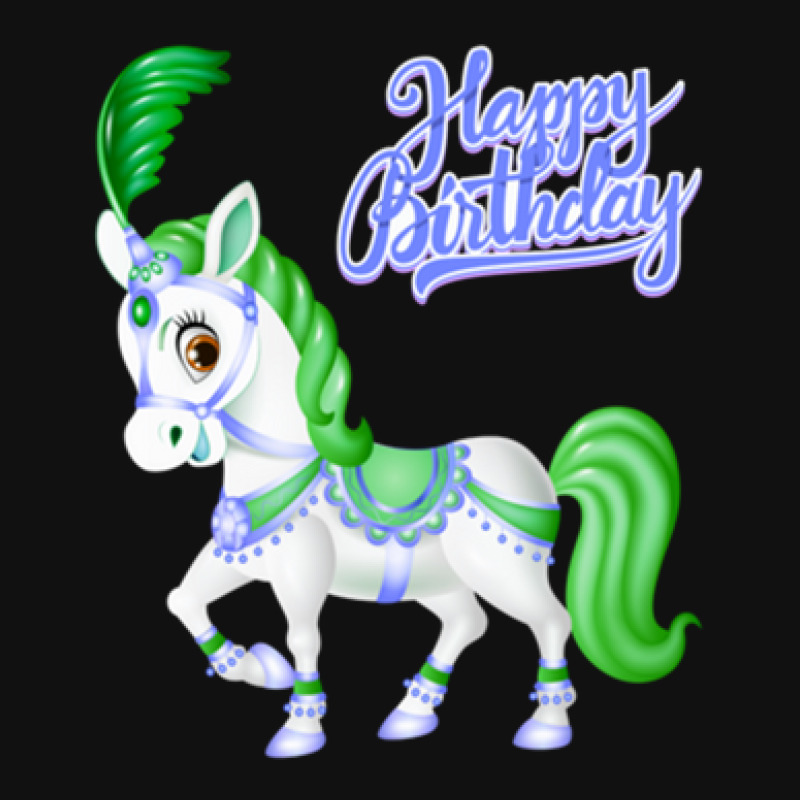 Birthday Carousel Horse! Greenpurple (on Black) Metal Print Vertical | Artistshot