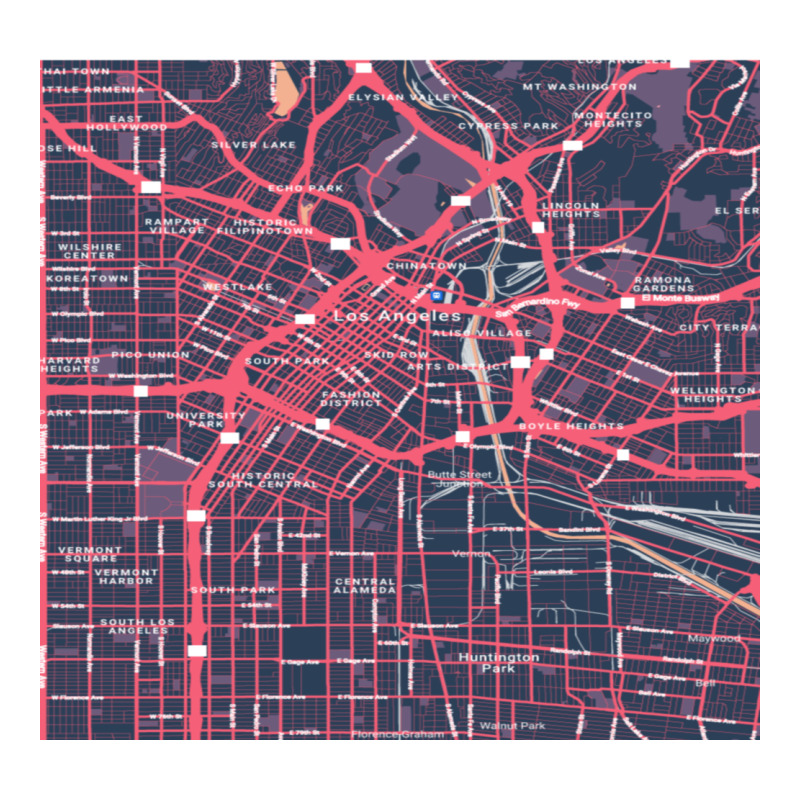 The City Of Angels Central La District Map Sticker | Artistshot