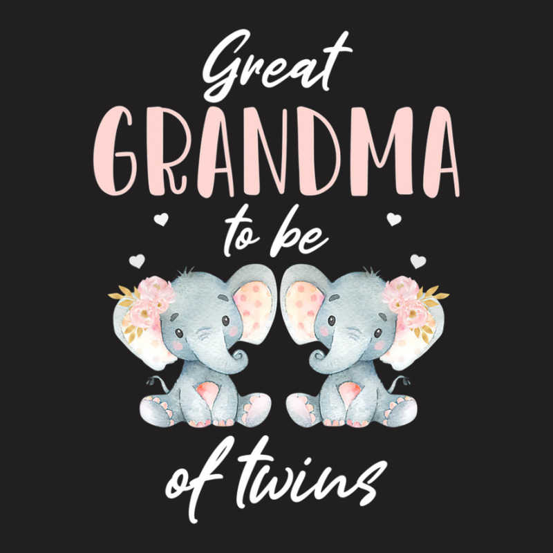 Great Grandma Of Twins Elephant Baby Shower Girl Decorations T-shirt | Artistshot