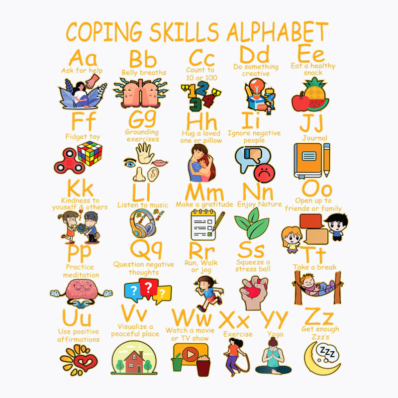 Coping Skills Alphabet Mental Health Awareness Counselor T-shirt | Artistshot