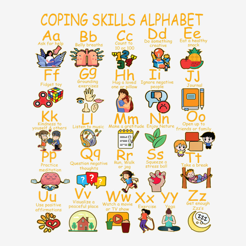 Coping Skills Alphabet Mental Health Awareness Counselor Adjustable Cap | Artistshot