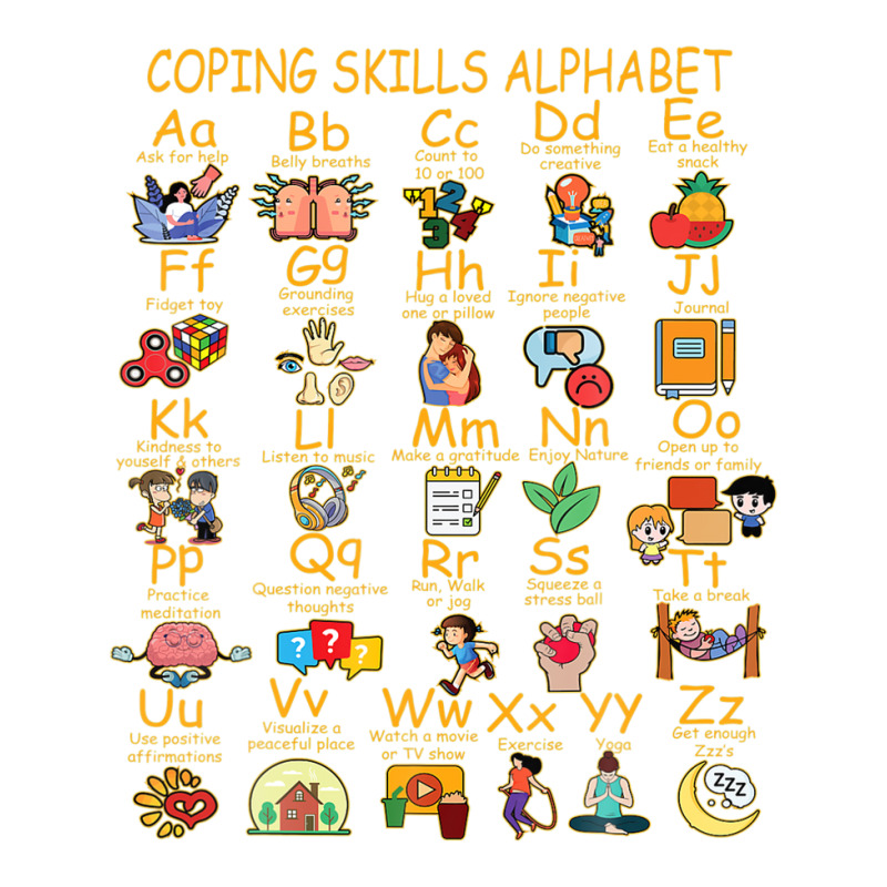 Coping Skills Alphabet Mental Health Awareness Counselor V-neck Tee | Artistshot