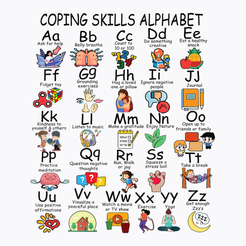 Coping Skills Alphabet Mental Health Awareness Counselor T-shirt | Artistshot