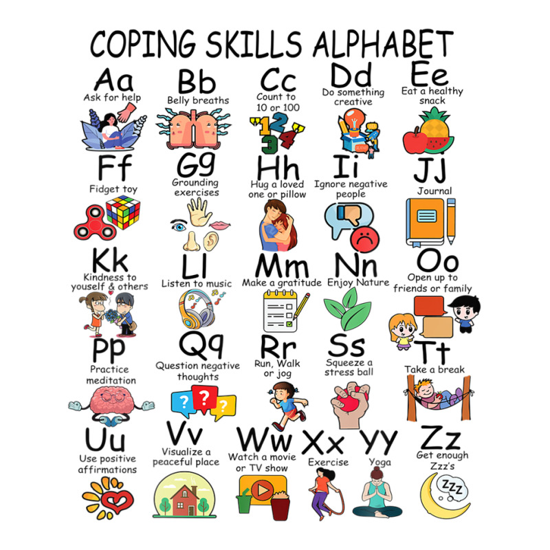 Coping Skills Alphabet Mental Health Awareness Counselor Crewneck Sweatshirt | Artistshot