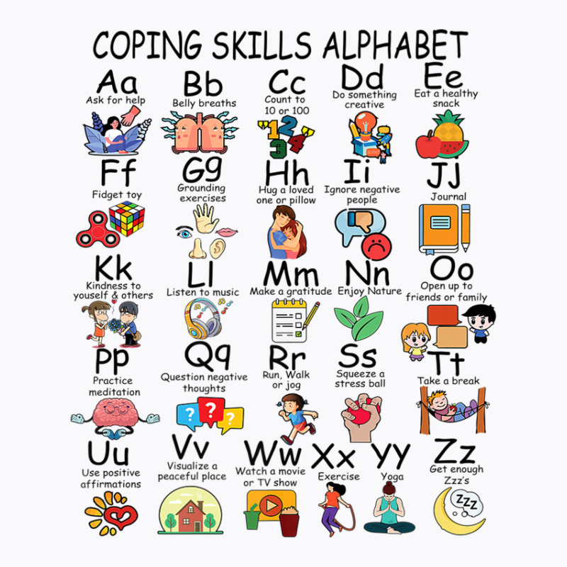 Coping Skills Alphabet Mental Health Awareness Counselor T-shirt | Artistshot