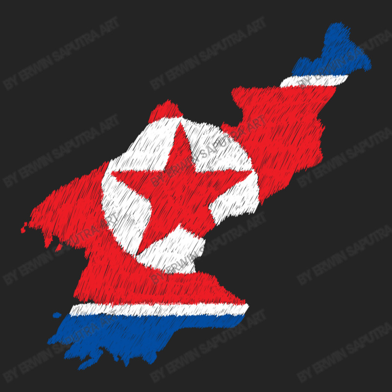 North Korea Map Flag Drawing Line Art 3/4 Sleeve Shirt | Artistshot