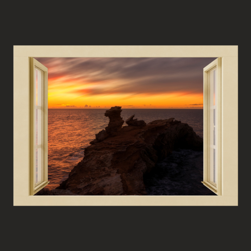 Dramatic Sunrise In Cabo Martinet Of Ibiza - Open Window Ladies Fitted T-Shirt by TerryPhelps | Artistshot