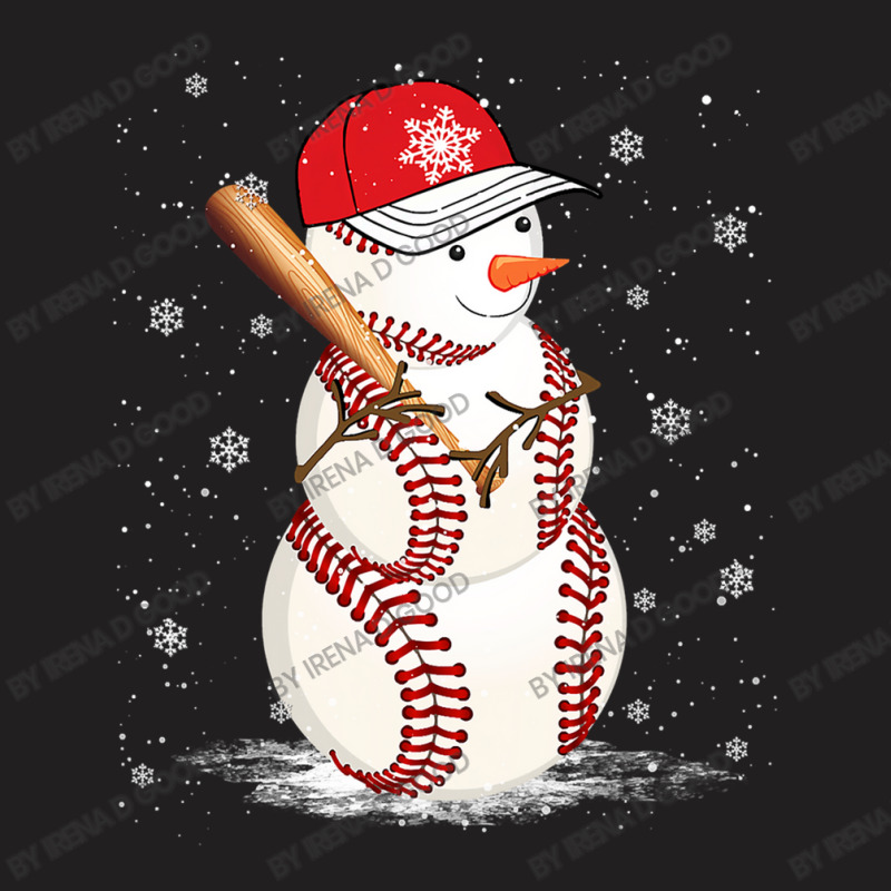 Baseball Sports Baseball Snowman Snowflakes Baseball Bat Christmas T-Shirt by Irena D Good | Artistshot