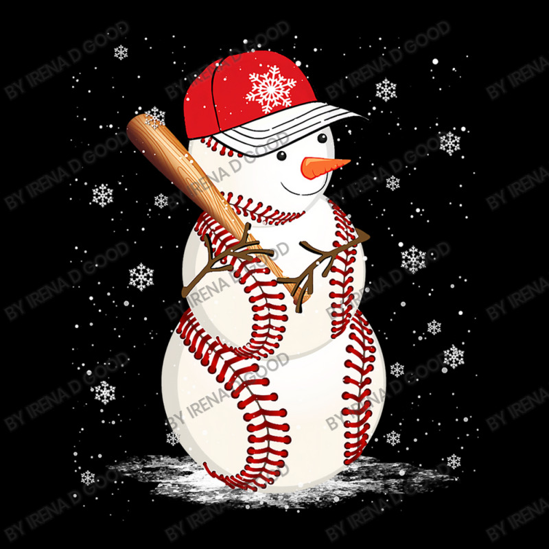 Baseball Sports Baseball Snowman Snowflakes Baseball Bat Christmas Pocket T-Shirt by Irena D Good | Artistshot