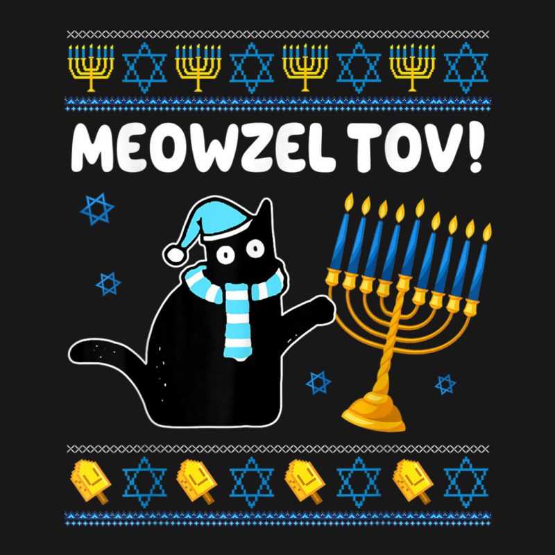 Meowzel Tov Chanukah Jewish Black Cat Hanukkah Ugly Sweater Flannel Shirt | Artistshot