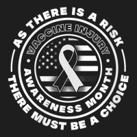 Womens Us Flag With Black And White Ribbon Vaccine Injury Awareness V- Classic T-shirt | Artistshot