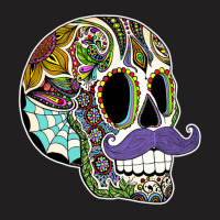 Mustache Sugar Skull (color Version) T-shirt | Artistshot