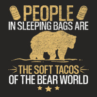 People In Sleeping Bag Funny Bear Retro Camper Camping Ladies Fitted T-shirt | Artistshot