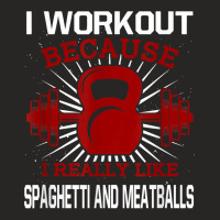 I Workout Because I Like Spaghetti And Meatballs Gym Funny T Shirt Ladies Fitted T-shirt | Artistshot