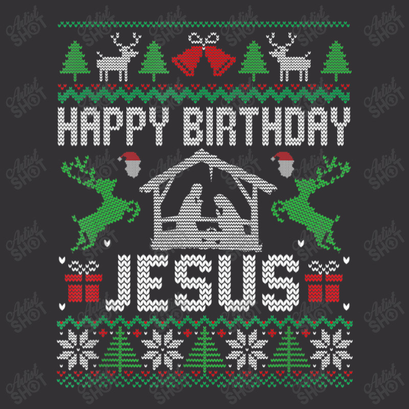 Christmas Outfit Happy Birthday Jesus Holiday Ugly Sweater Vintage Short | Artistshot