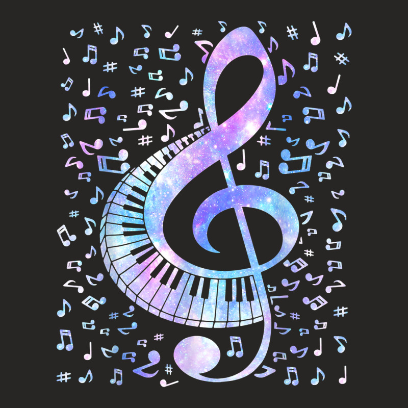 Treble Clef Keyboard Tie Dye Retro Music Notes Pianist Piano T Shirt Ladies Fitted T-Shirt by annalfreddr3 | Artistshot