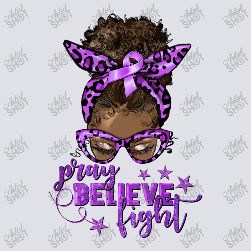 Afro Messy Bun Cancer Pray Believe Fight Purple Bucket Hat by afrowomandigitalshop@gmail.com | Artistshot