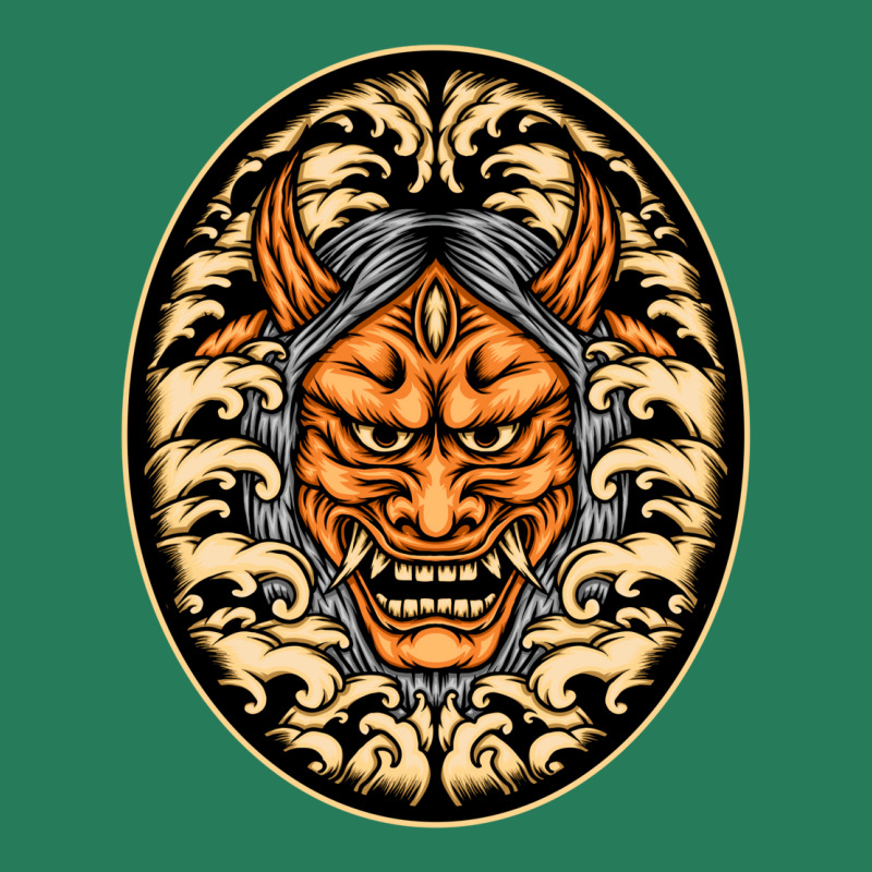 Orange Oni Mask Illustration T-shirt | Artistshot