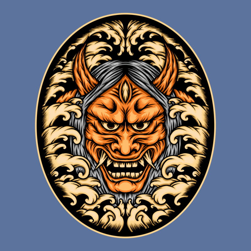 Orange Oni Mask Illustration Lightweight Hoodie | Artistshot