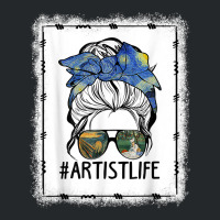 Womens Dy Painting Palette Artist Life Messy Bun Ar Bleached T Shirt Crewneck Sweatshirt | Artistshot