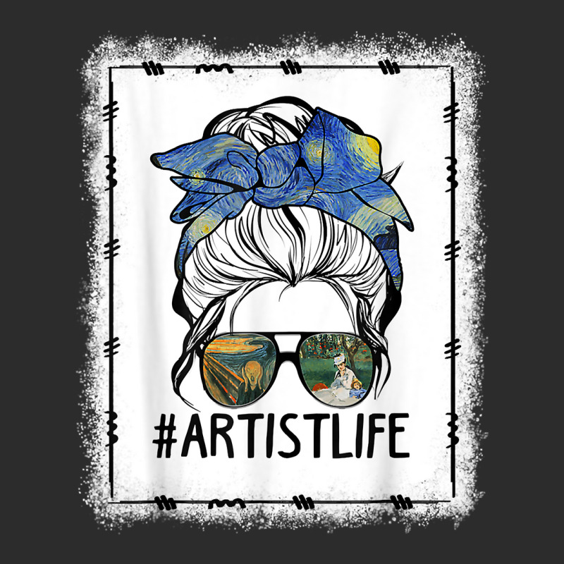 Womens Dy Painting Palette Artist Life Messy Bun Ar Bleached T Shirt Exclusive T-shirt | Artistshot