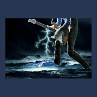 Thunder Bass Player - Bass Player In Storm Waves Men Denim Jacket | Artistshot