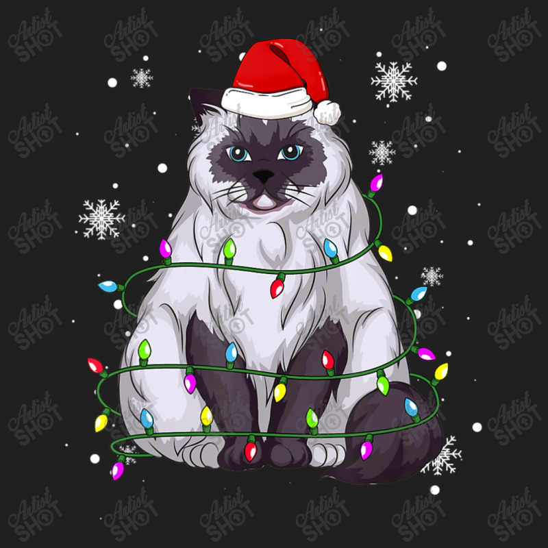 Himalayan Cat Christmas Light Christmas Cat Santa Hat T-shirt | Artistshot