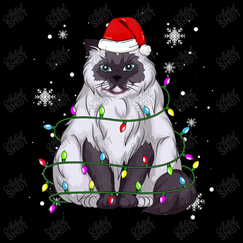 Himalayan Cat Christmas Light Christmas Cat Santa Hat V-neck Tee | Artistshot