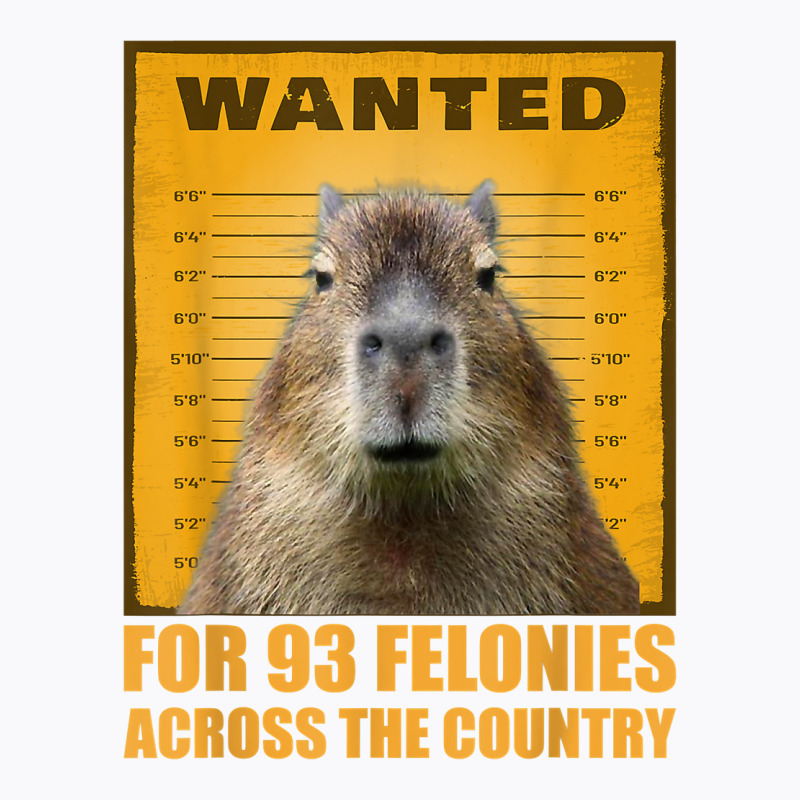 Capybara Mugshot Wanted For 93 Felonies Across The Country T Shirt T-shirt | Artistshot