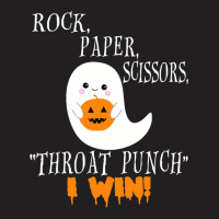 Funny Halloween Ghost Rock Paper Scissors Throat Punch I Win T-shirt | Artistshot