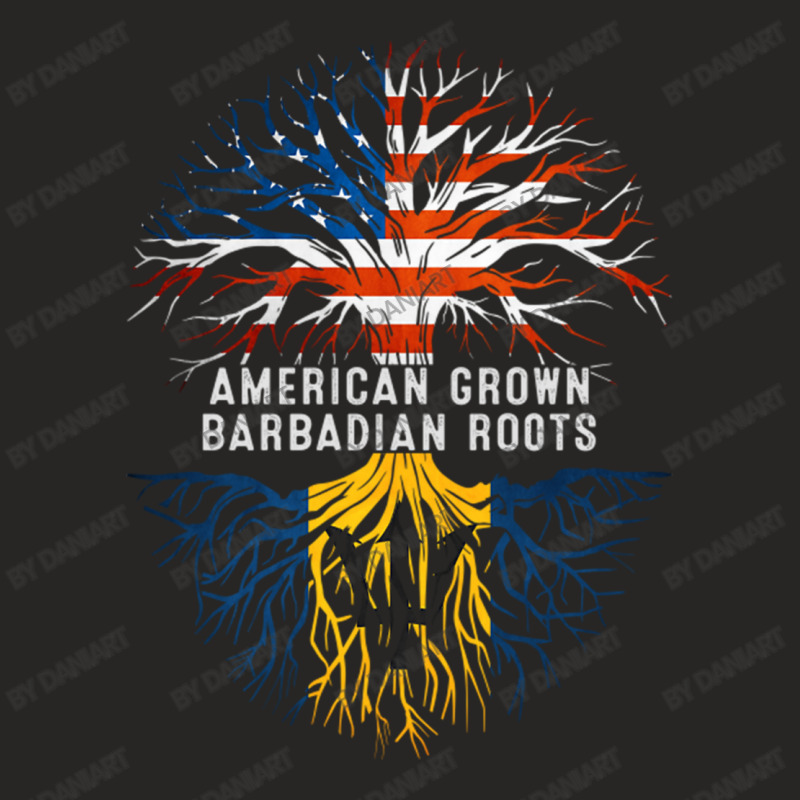 American Grown Barbadian Roots Tree Barbados Flag Usa Ladies Fitted T-Shirt by DaniArt | Artistshot