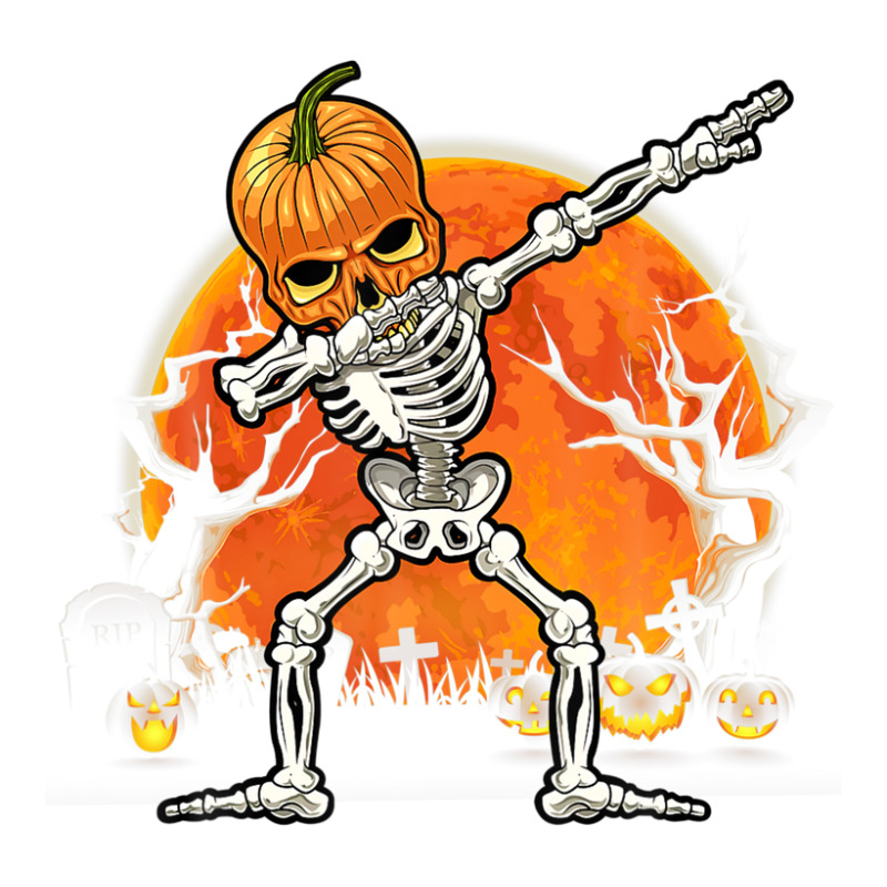 Pumpkin Skeleton Dabbing Funny Halloween Costume Men's 3/4 Sleeve Pajama Set | Artistshot