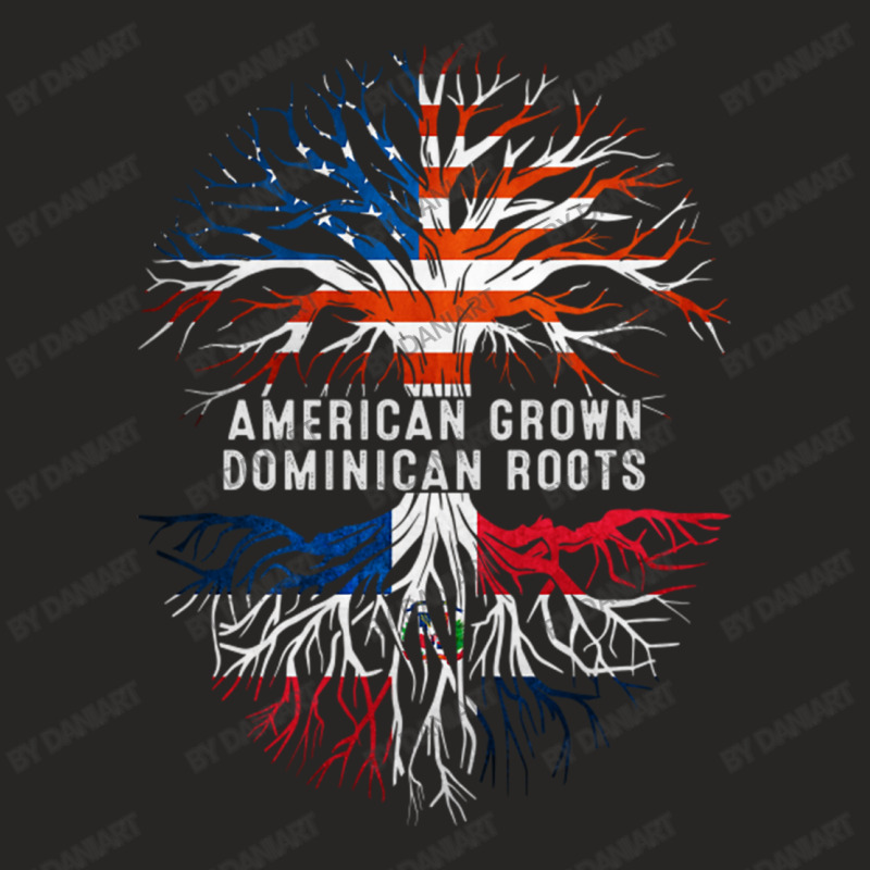 American Grown Dominican Roots Tree Dominican Republic Flag Usa Ladies Fitted T-Shirt by DaniArt | Artistshot