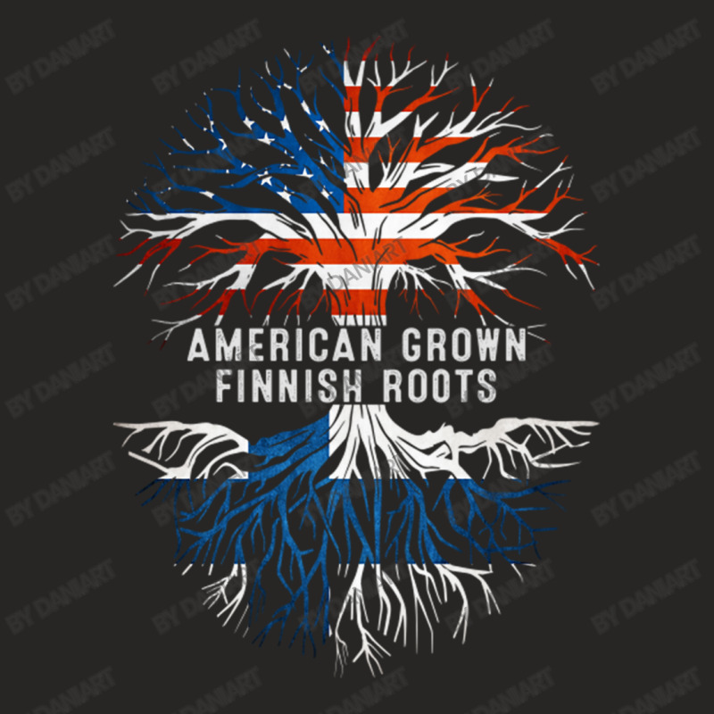 American Grown Finnish Roots Finland Flag Usa Ladies Fitted T-Shirt by DaniArt | Artistshot