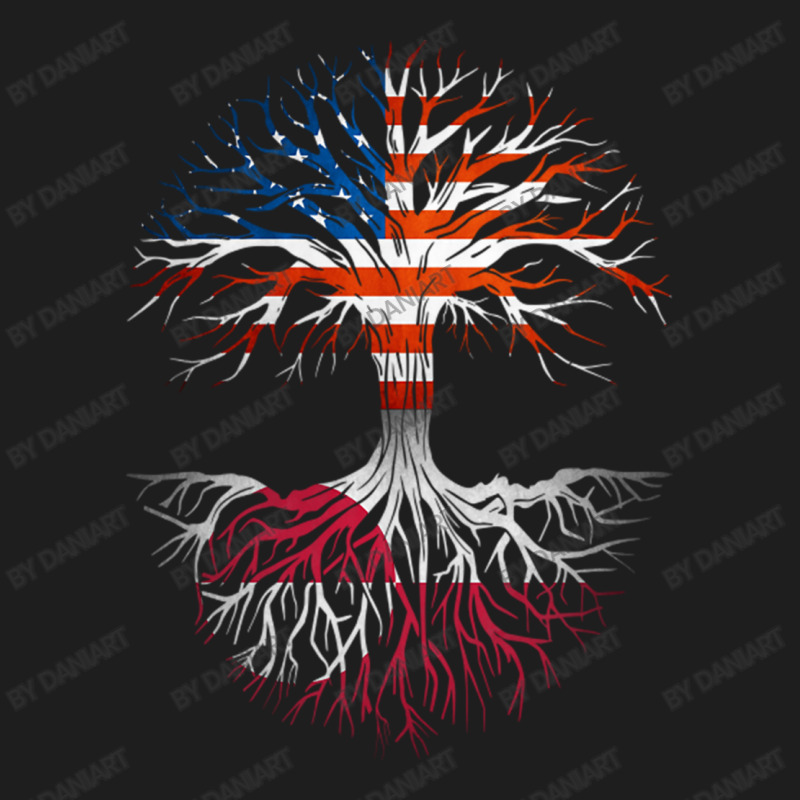 American Grown Greenlandic Roots Tree Greenland Flag Usa Flag Classic T-shirt | Artistshot