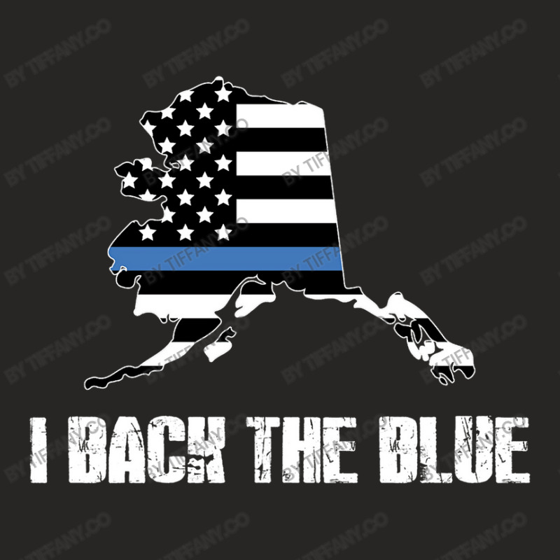 Alaska Police Appreciation Thin Blue Line I Back The Blue Ladies Fitted T-Shirt by tiffany.co | Artistshot