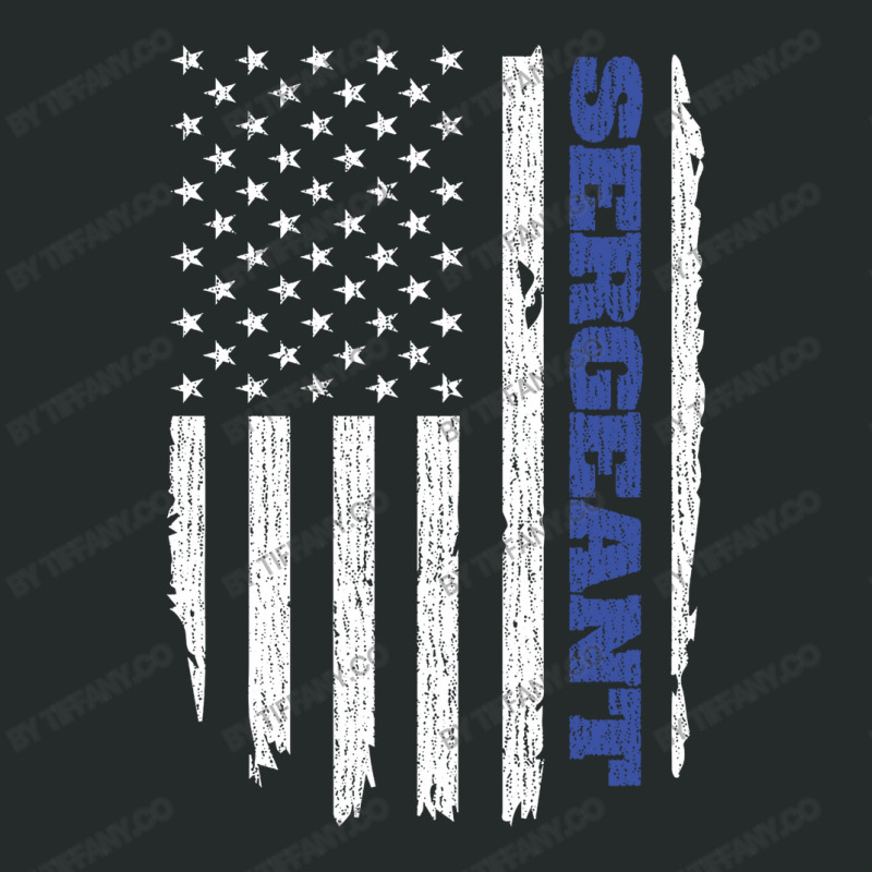 Police Sergeant Thin Blue Line American Flag Usa Women's Triblend Scoop T-shirt by tiffany.co | Artistshot