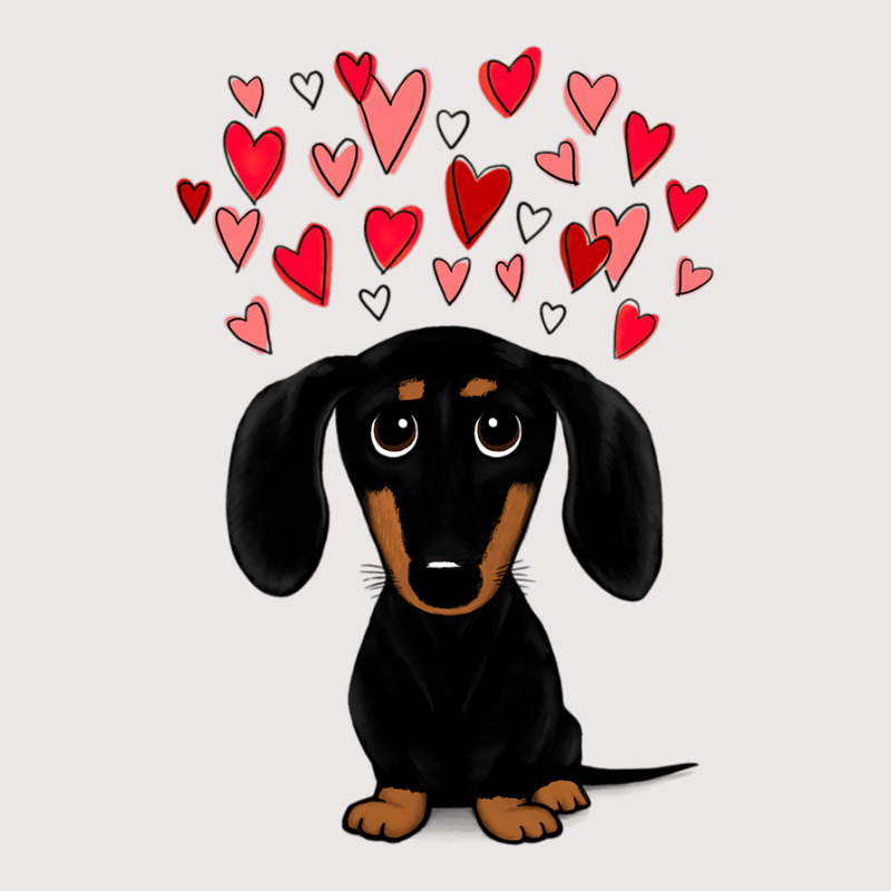 Black And Tan Dachshund With Valentine Hearts Pocket T-shirt | Artistshot