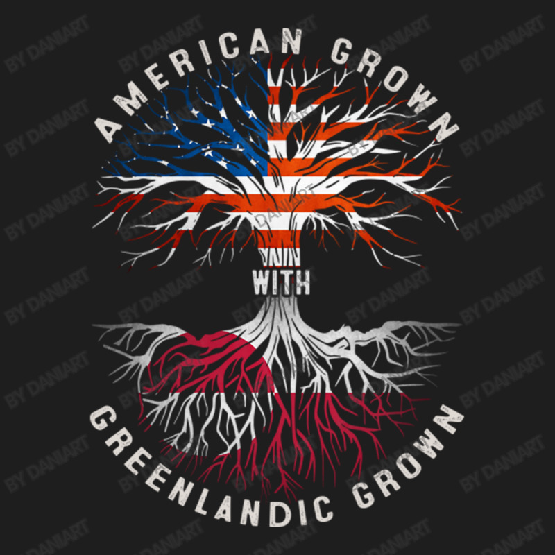 American Grown With Greenlandic Roots Tree Greenland Flag Usa Flag Classic T-shirt | Artistshot