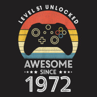 Level 51 Unlocked Awesome Since 1972 Videogame 51st Birthday T Shirt T-shirt | Artistshot